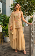 Ensemble sharara beige brodé